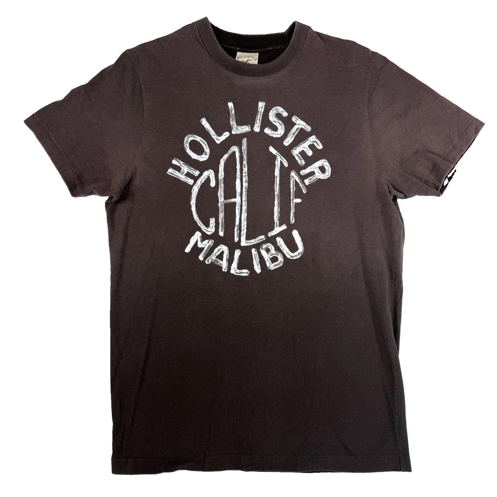 Vintage Y2K Hollister California Malibu Brown Graphic T Shirt Size L Surf Grunge